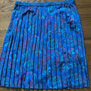 Vibrant Blue Paisley Pleated Women’s Skirt may fit Sz XL
